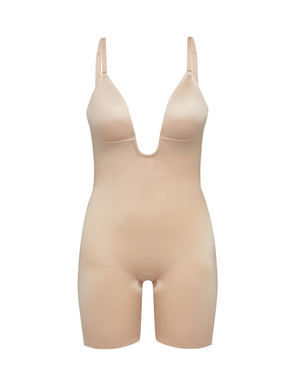 Suit Your Fancy Medium Control Plunge Low Back Mid Thigh Bodysuit SPANX M S