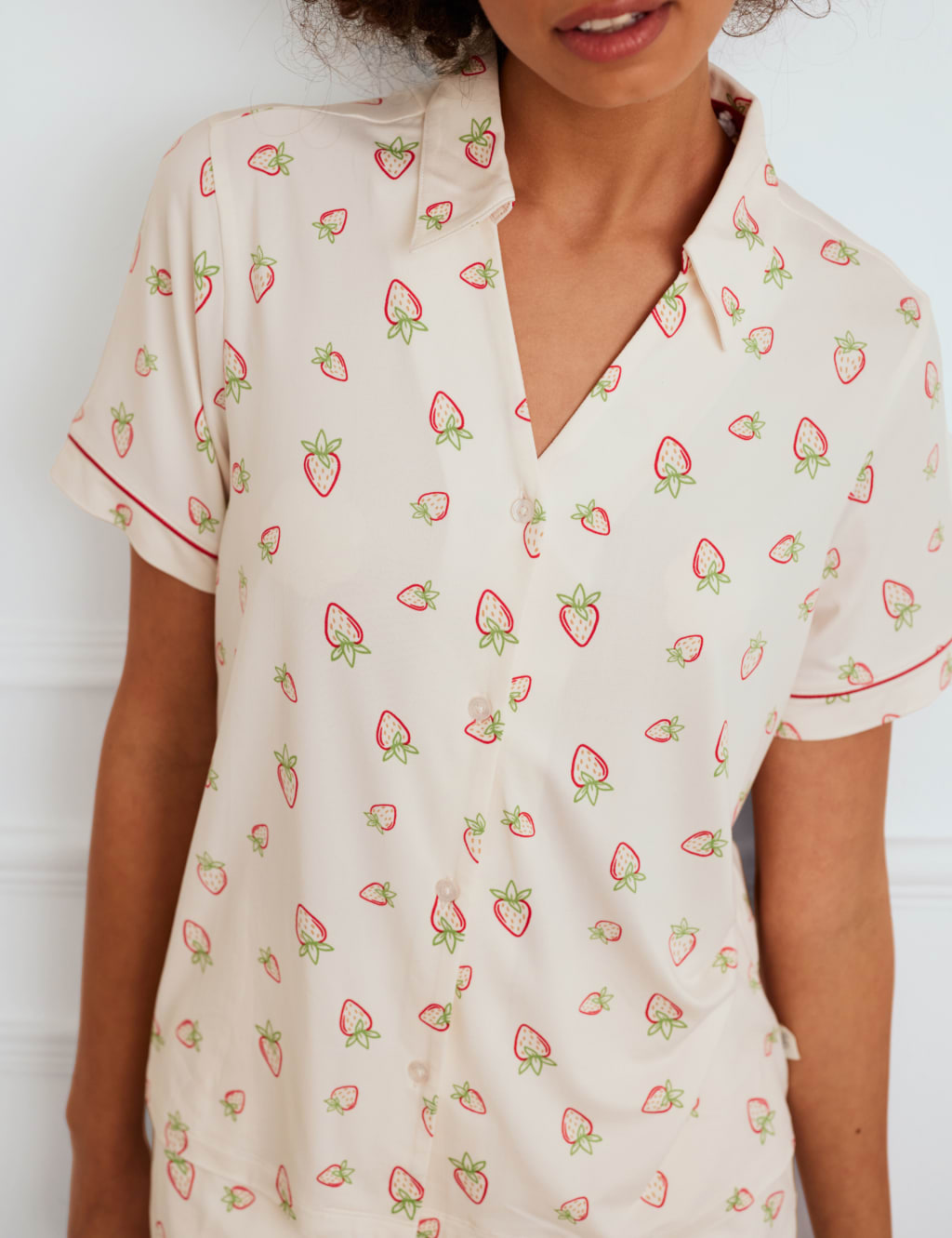 Strawberry Print V-Neck Shortie Set 2 of 4