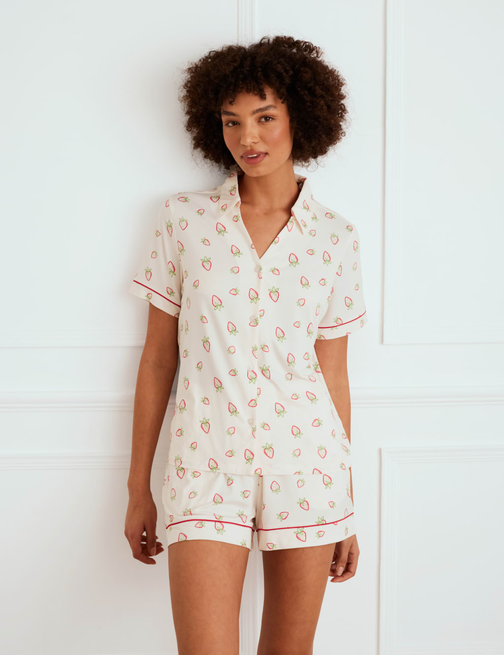 Strawberry Print V-Neck Shortie Set 3 of 4