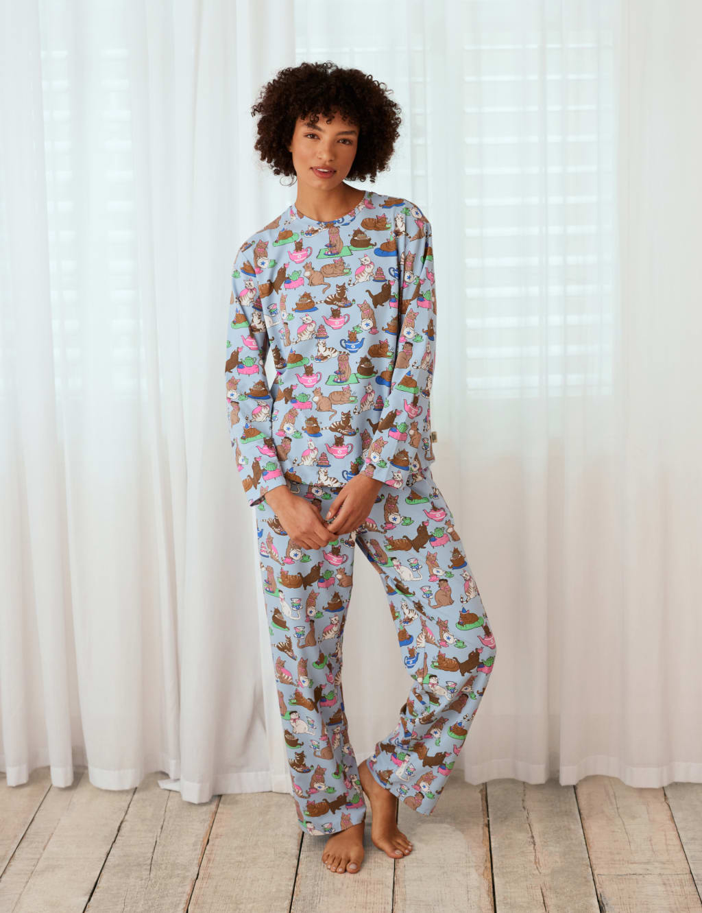 Cat Print Pyjama Set 1 of 5