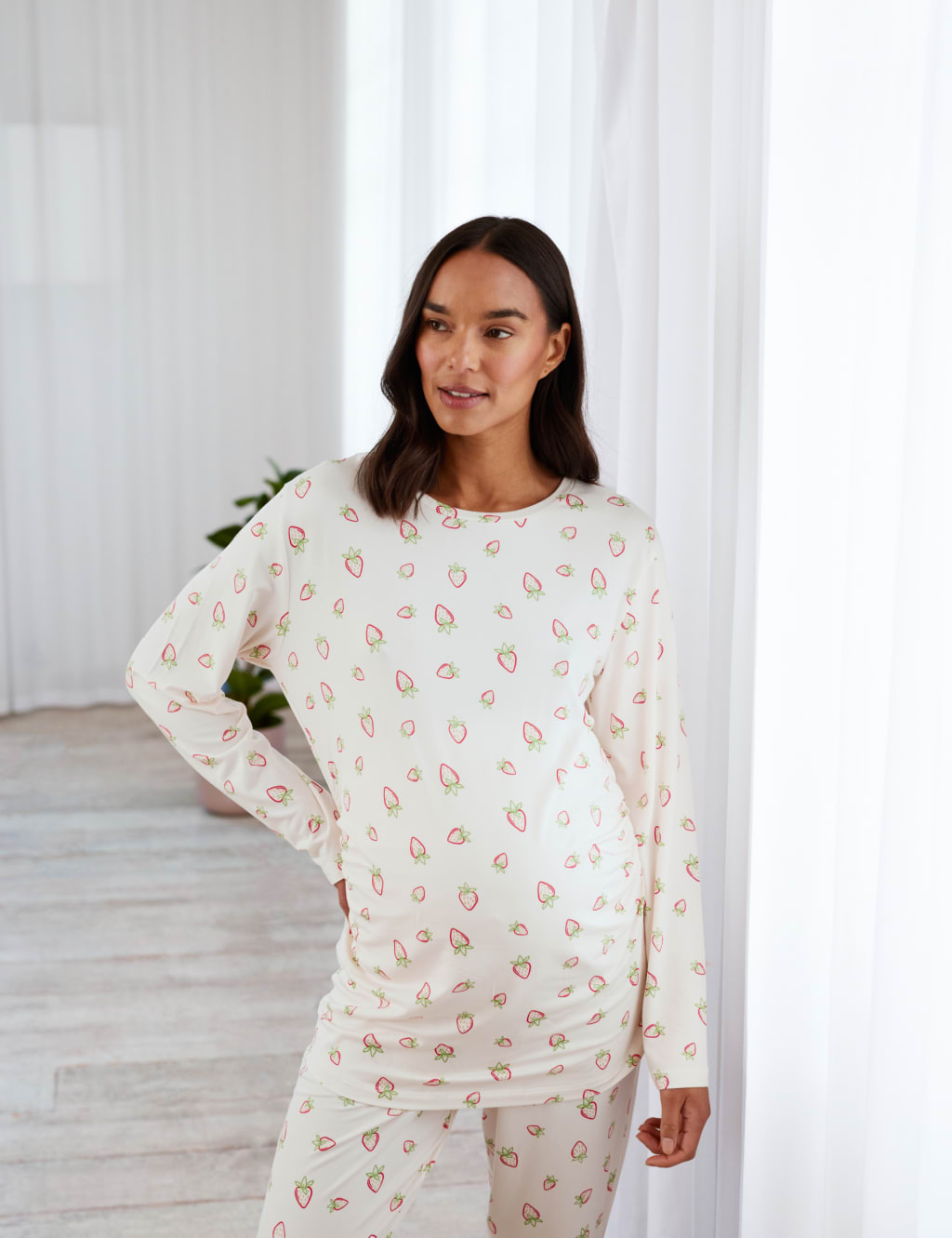 Maternity Strawberry Crew Neck Pyjama Set 1 of 4