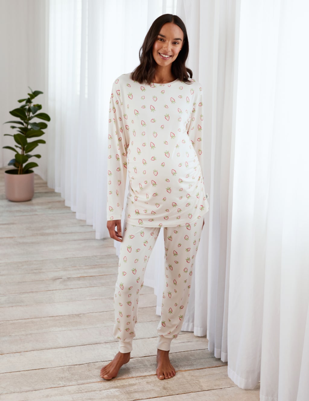 Maternity Strawberry Crew Neck Pyjama Set 2 of 4