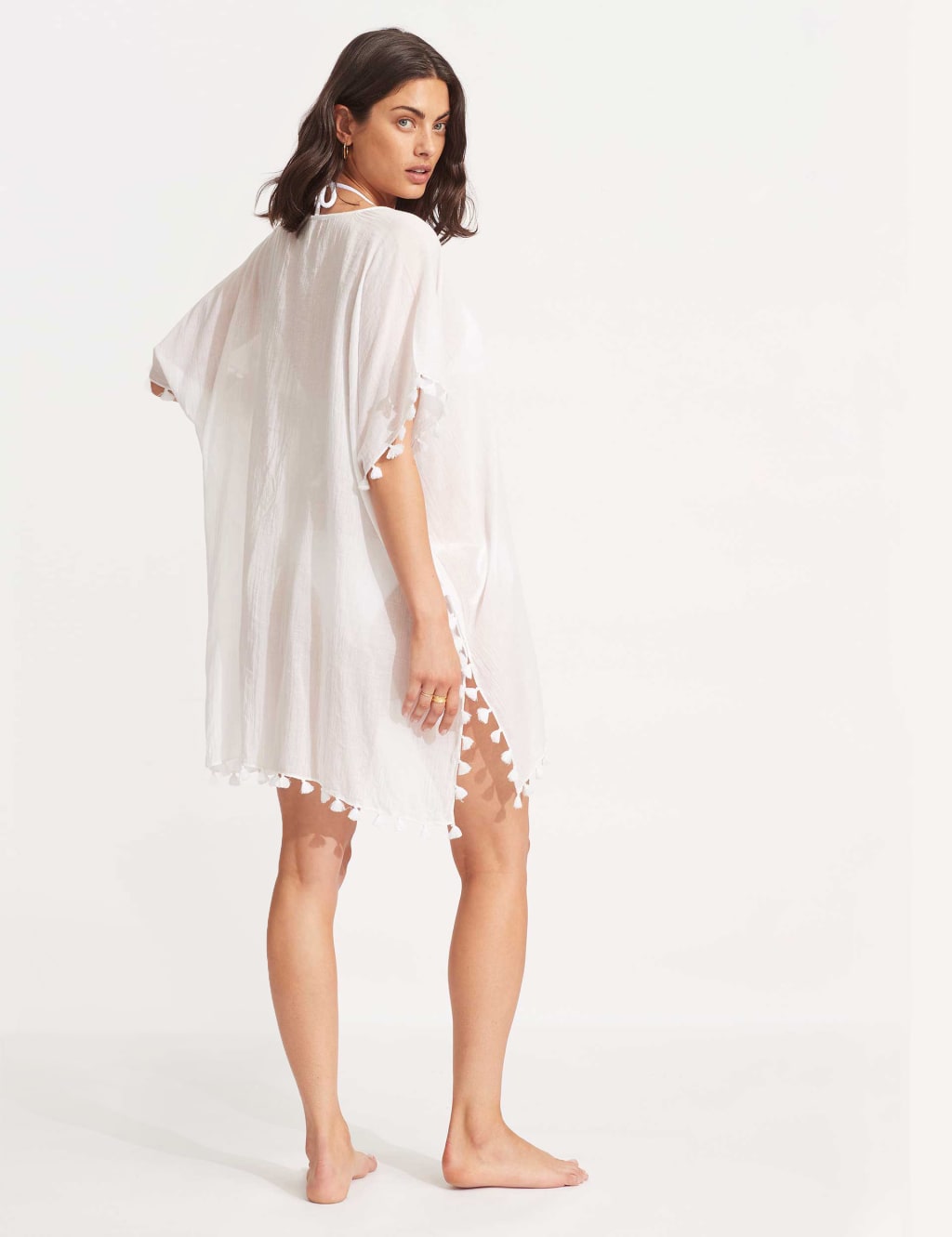 Amnesia Pure Cotton Tassel Beach Cover Up Kaftan 3 of 5