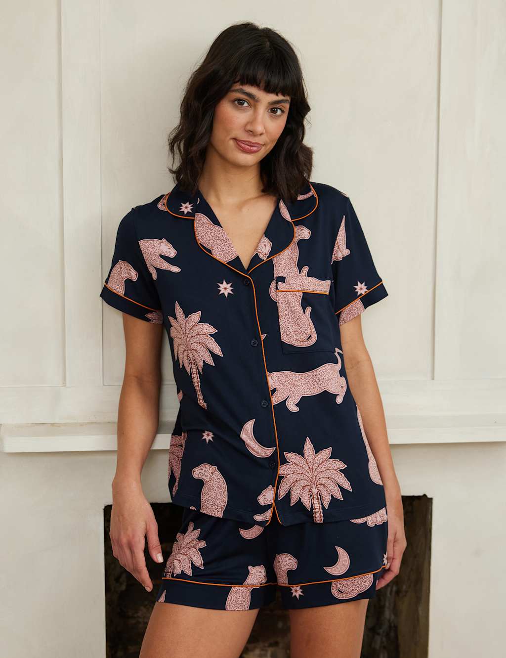 Leopard and Palm Tree Printed Shortie Set 2 of 5