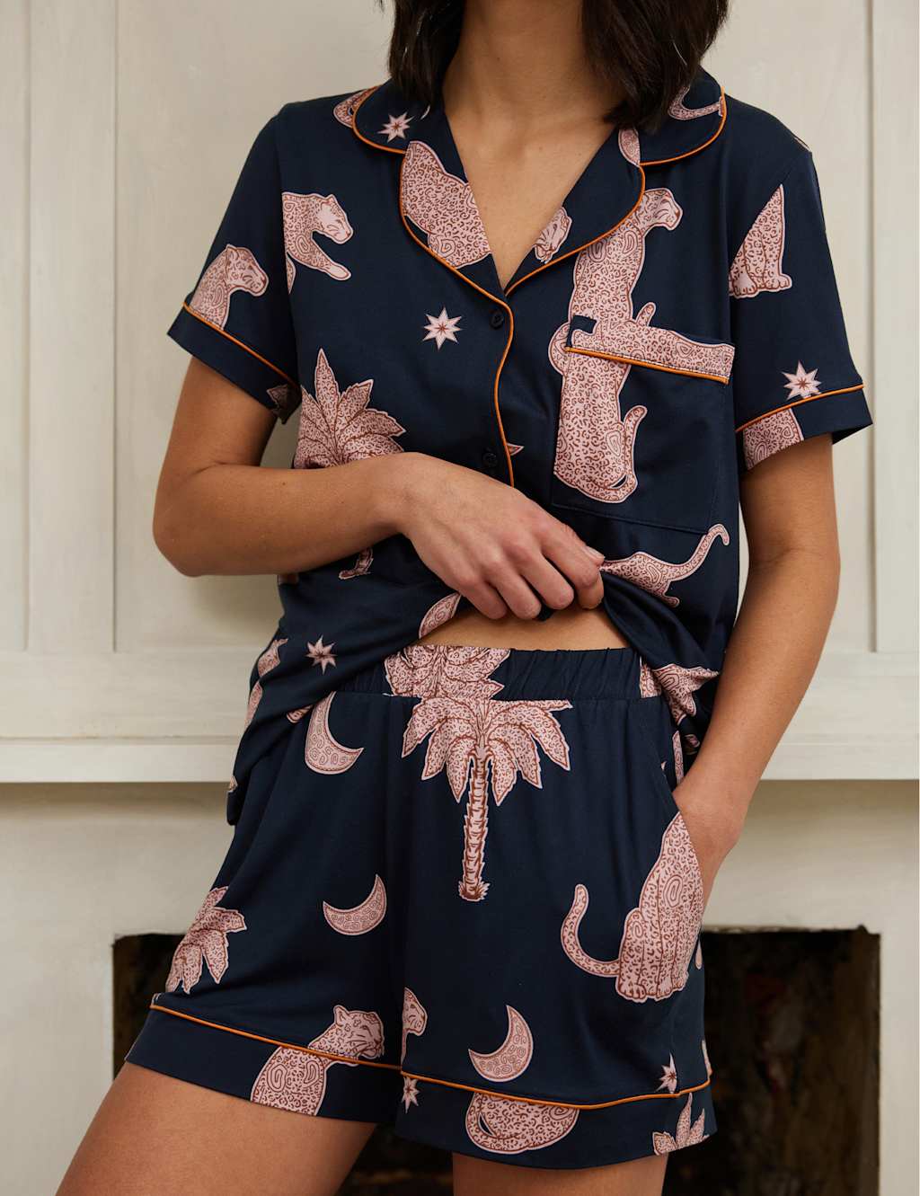 Leopard and Palm Tree Printed Shortie Set 4 of 5