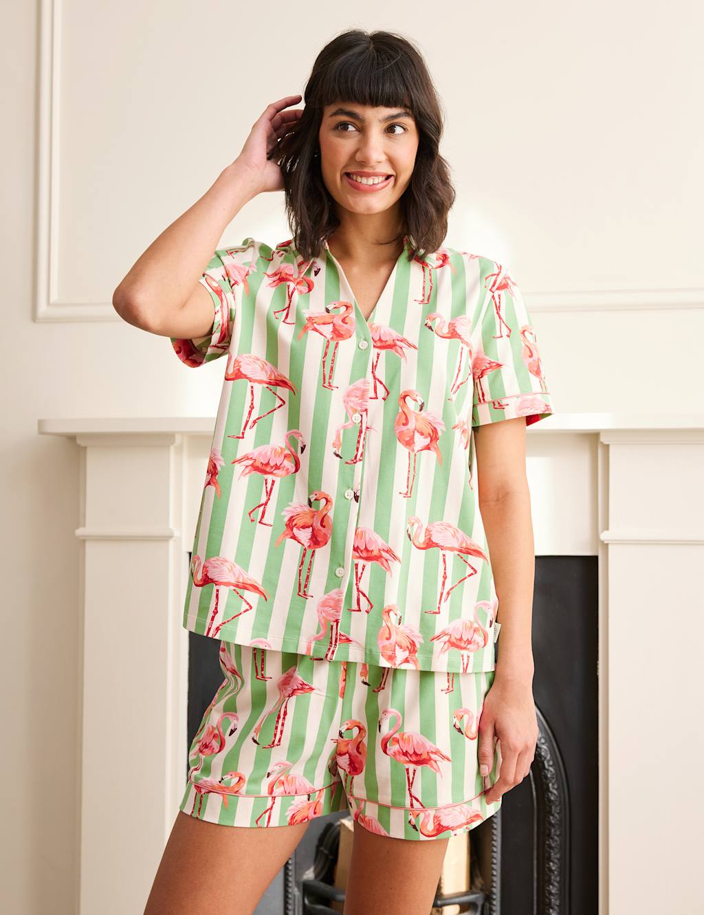 Cotton Rich Striped & Flamingo Shortie Set 5 of 5