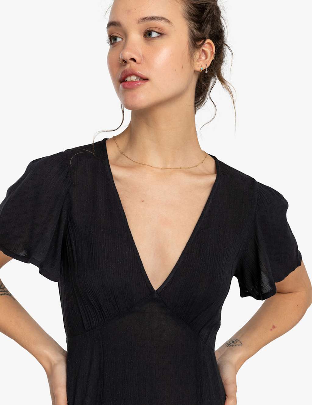 Jet Set V-Neck Angel Sleeve Midi Beach Dress 3 of 4