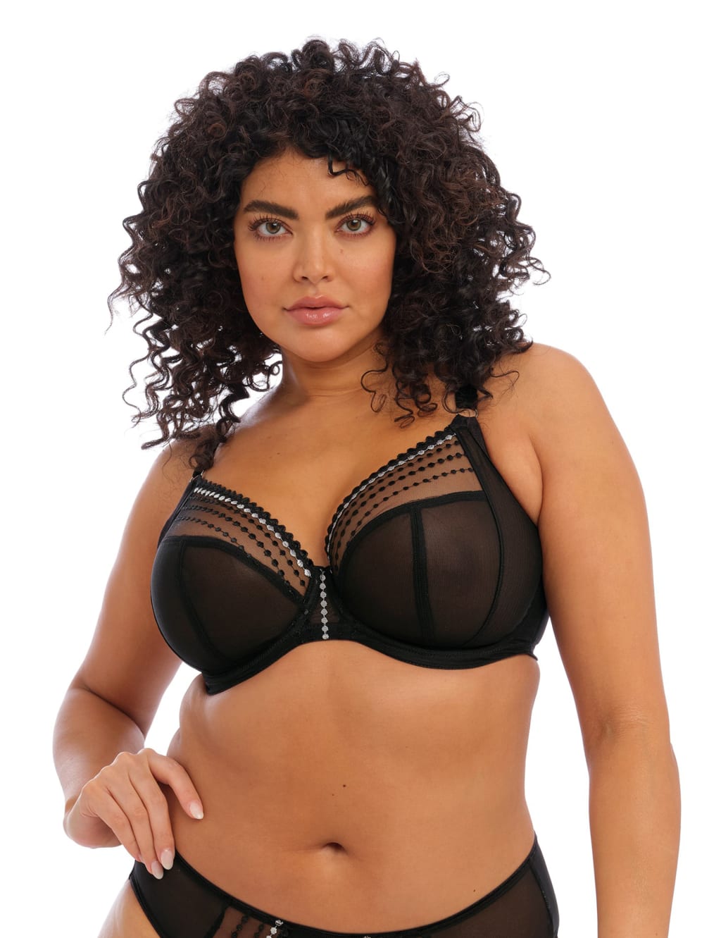 Matilda Mesh Embroidery Wired Plunge Bra DD-K 3 of 6