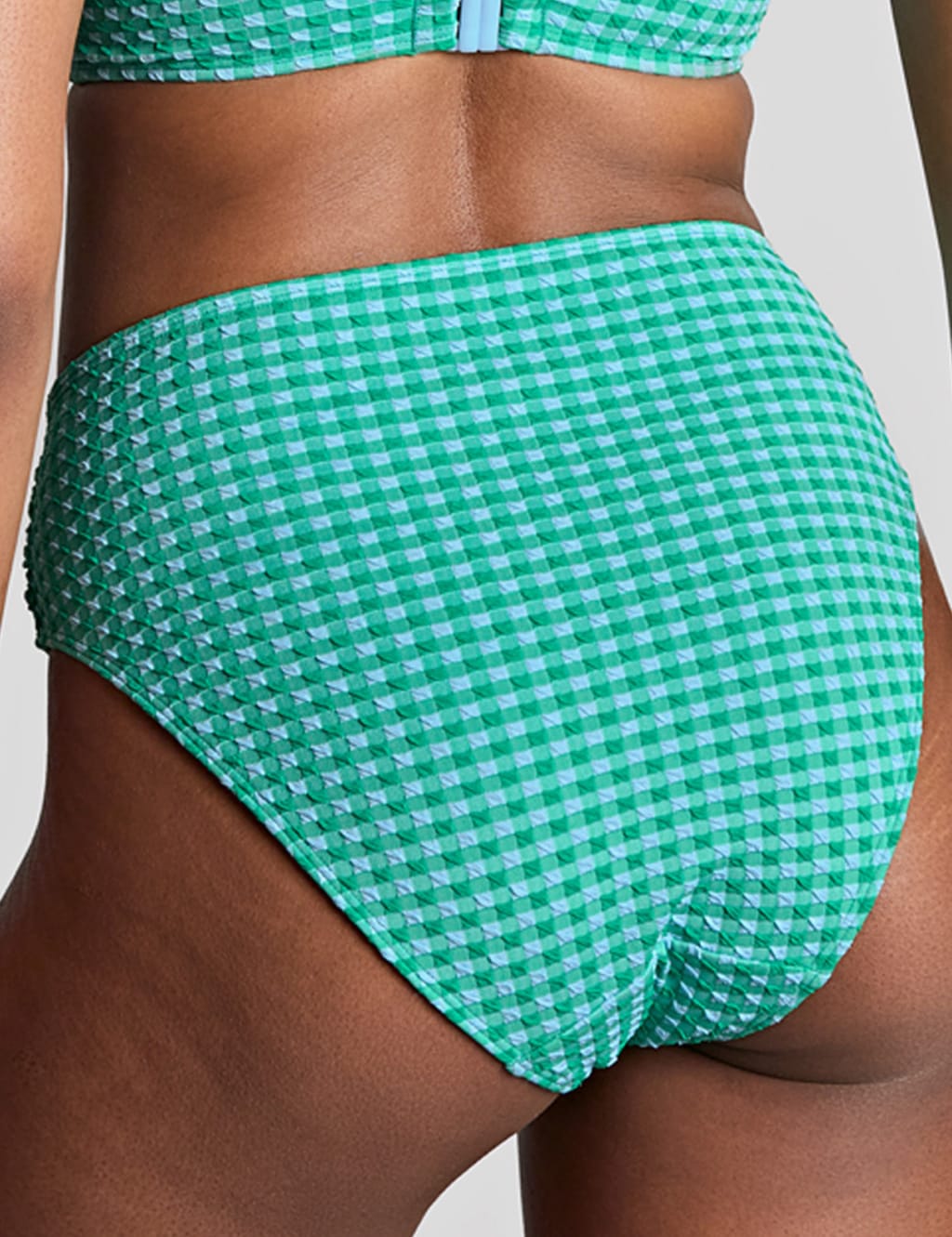 Gingham Textured Ruched Bikini Bottoms 3 of 4