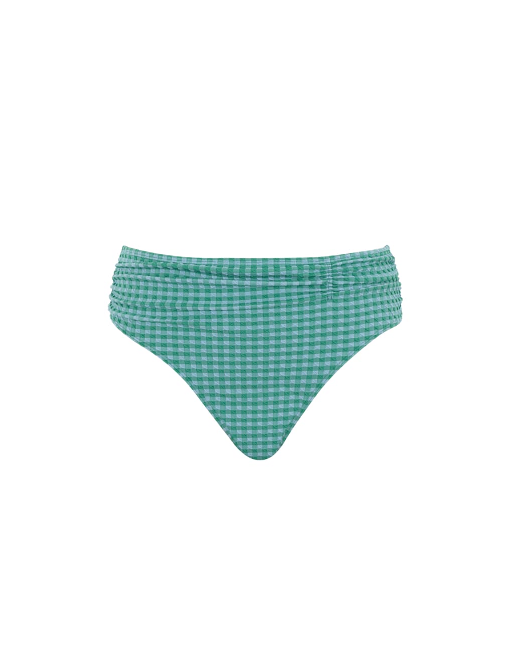Gingham Textured Ruched Bikini Bottoms 2 of 4
