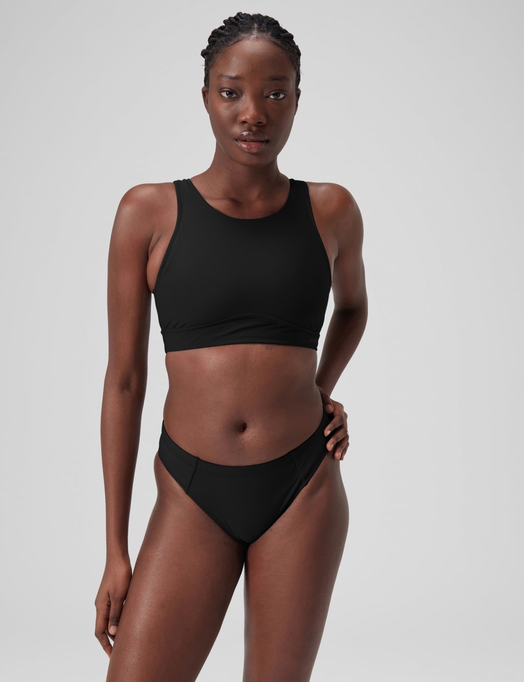 Solid High Neck Bikini Top with Mesh 3 of 8