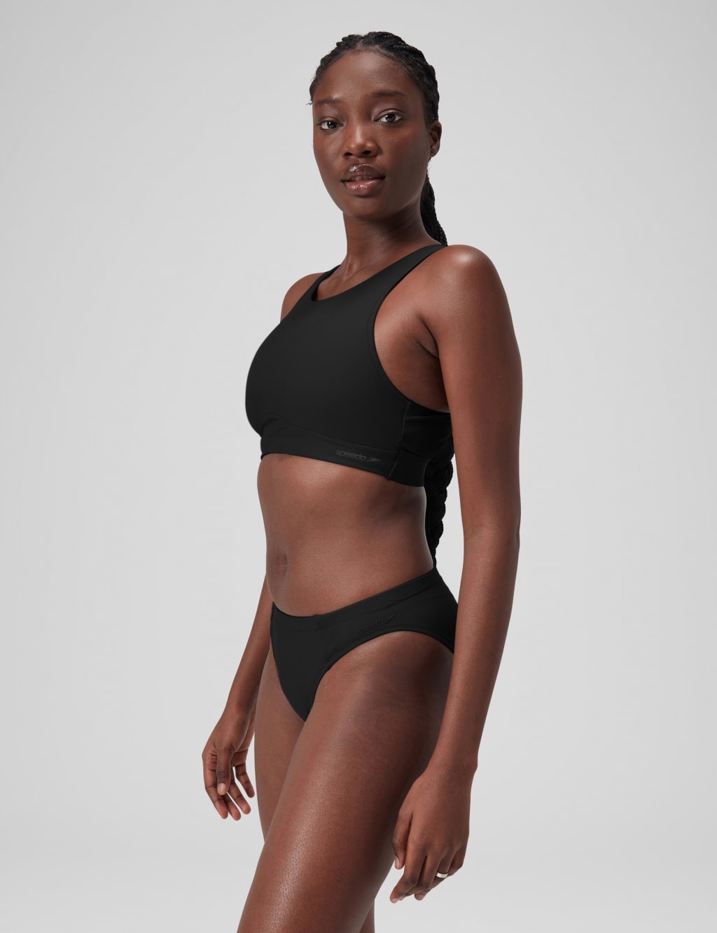 Solid High Neck Bikini Top with Mesh 4 of 8