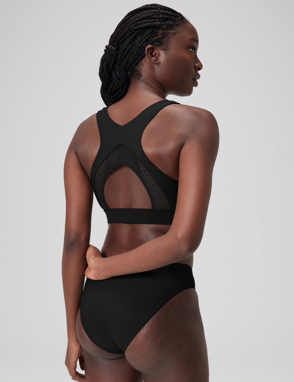 Solid High Neck Bikini Top with Mesh 5 of 8