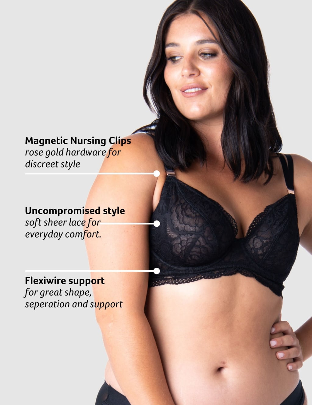 Heroine Plunge Lace Flexi Wired Nursing Bra D-H 5 of 7