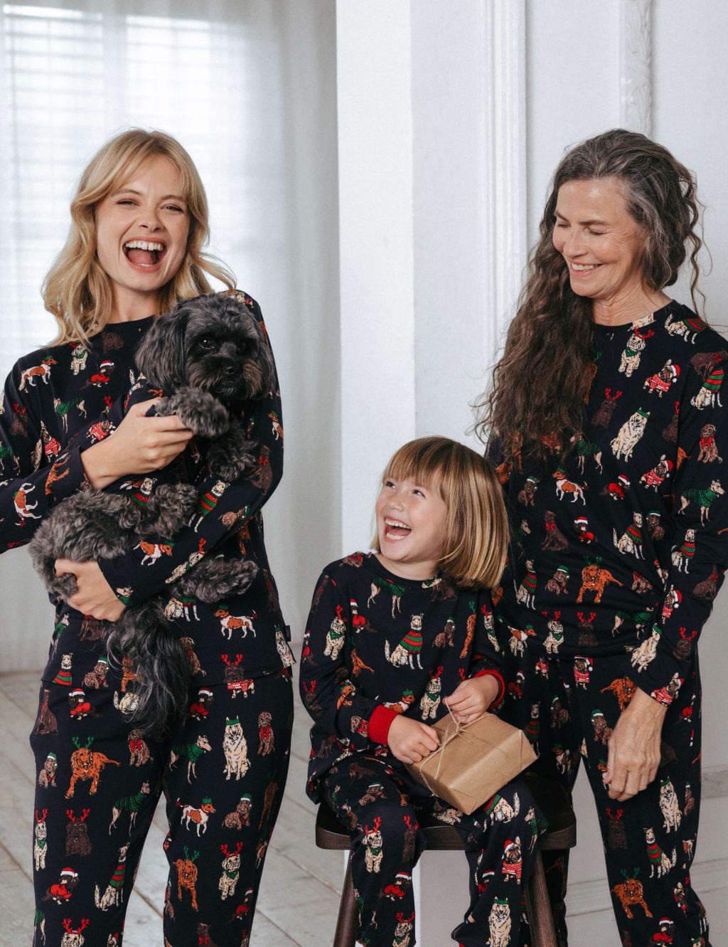 Kid s Christmas Dog Print Family Pyjamas 1 12 Yrs Chelsea Peers M S