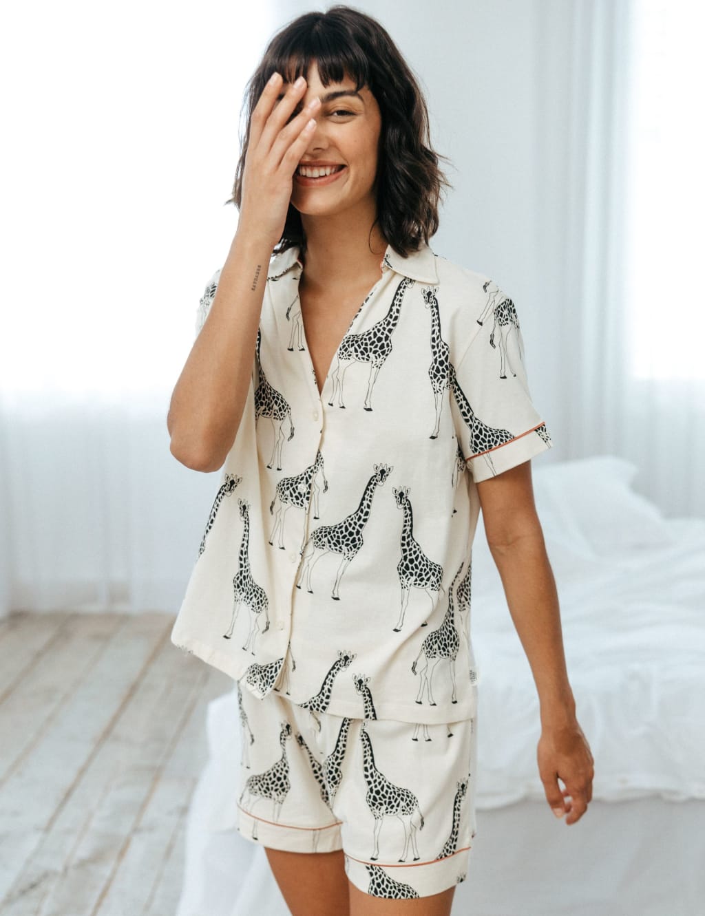 Cotton Rich Giraffe Print Shortie Set 4 of 5