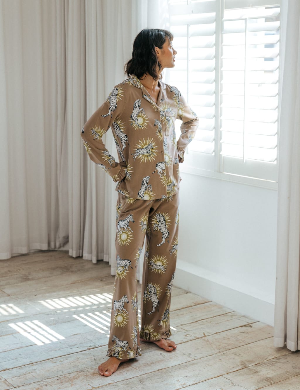 Zebra pajamas silk top