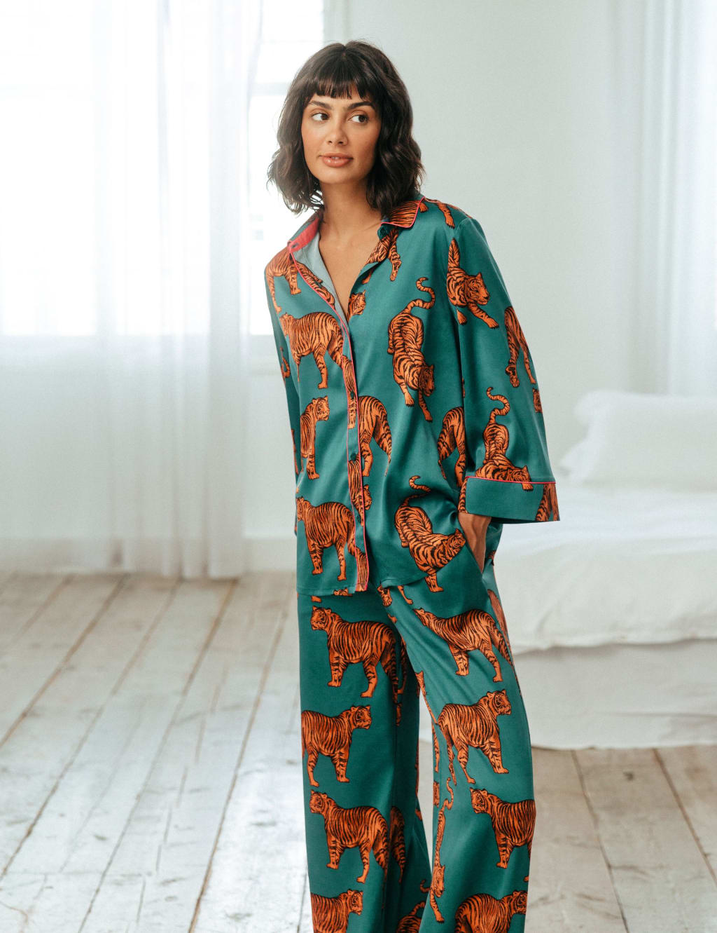 Satin Tiger Print Pyjama Set Chelsea Peers M S