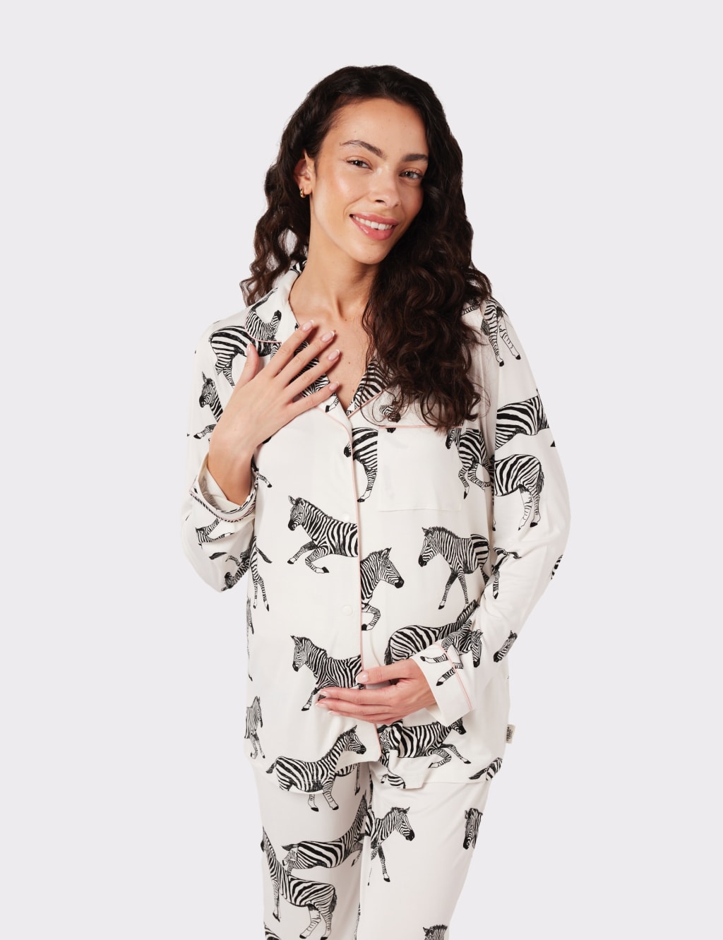 Jersey Zebra Print Maternity Pyjama Set 3 of 5