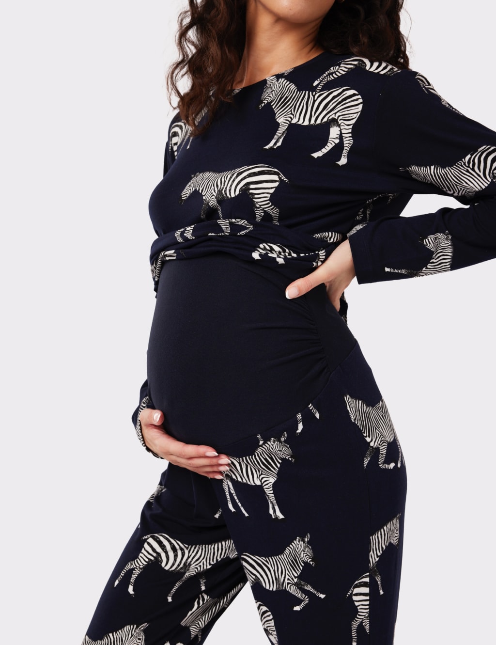 Jersey Zebra Print Maternity Pyjama Set 5 of 5