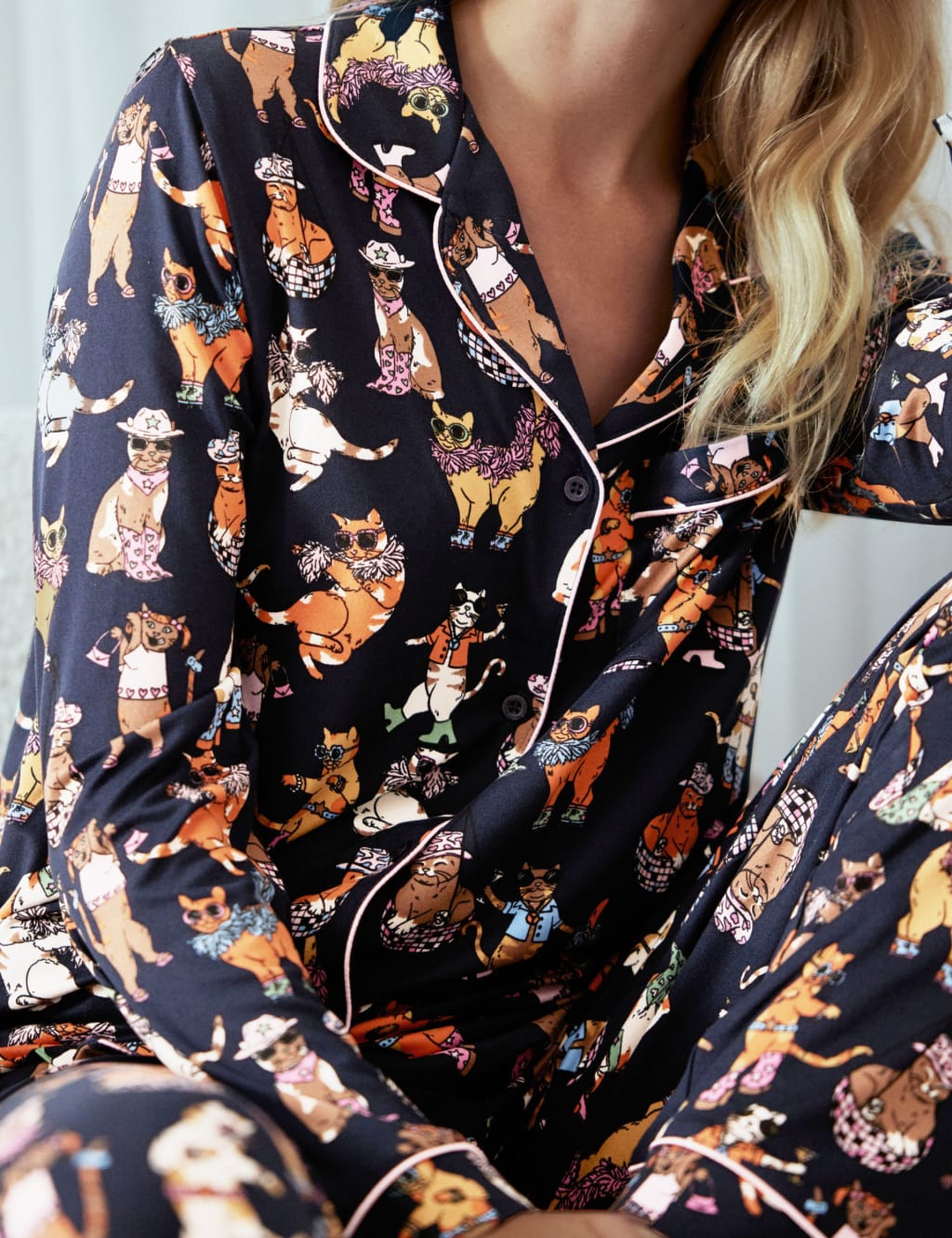 Cat Print Pyjama Set Chelsea Peers M S