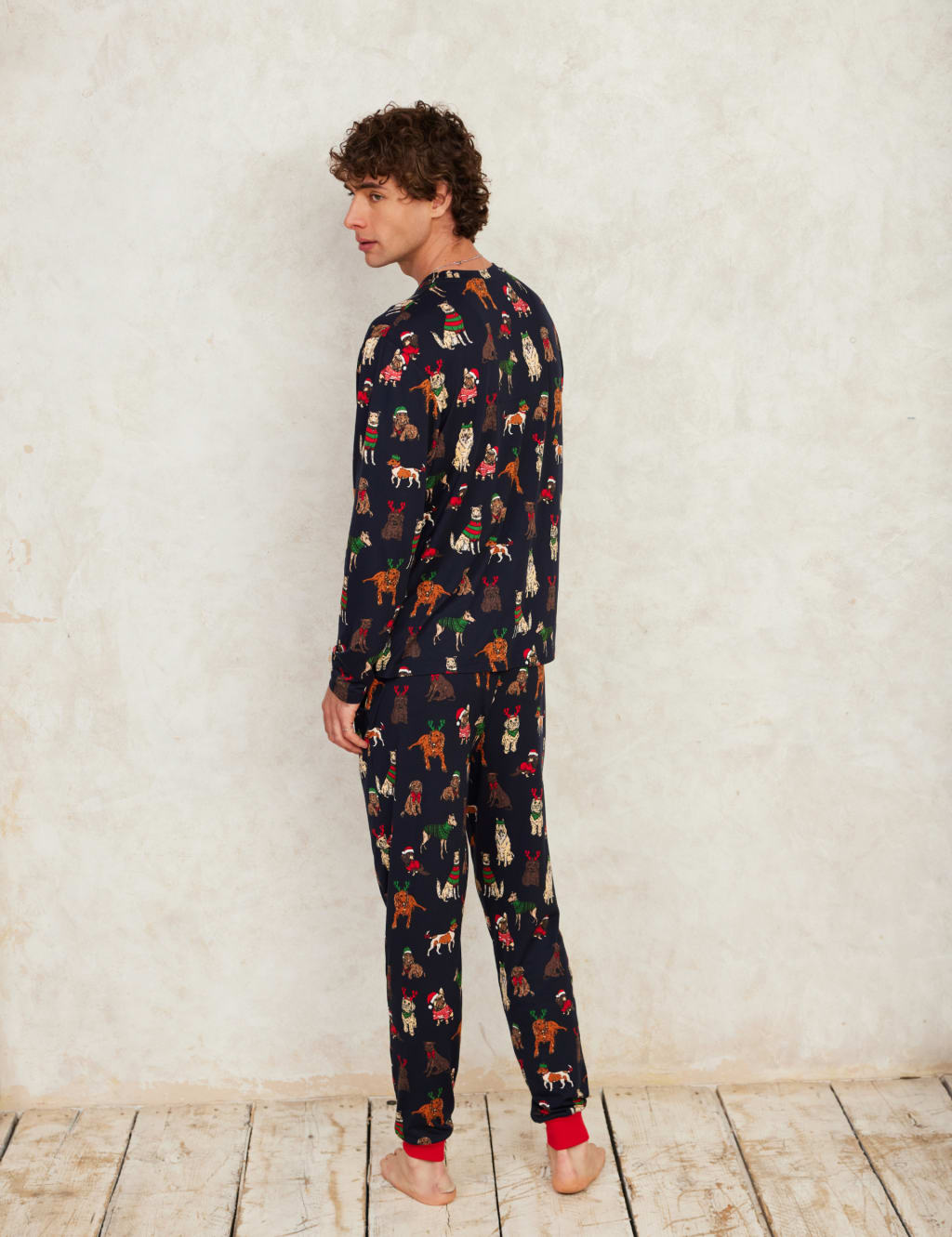 Men s Christmas Dogs Print Family Pyjama Set Chelsea Peers M S