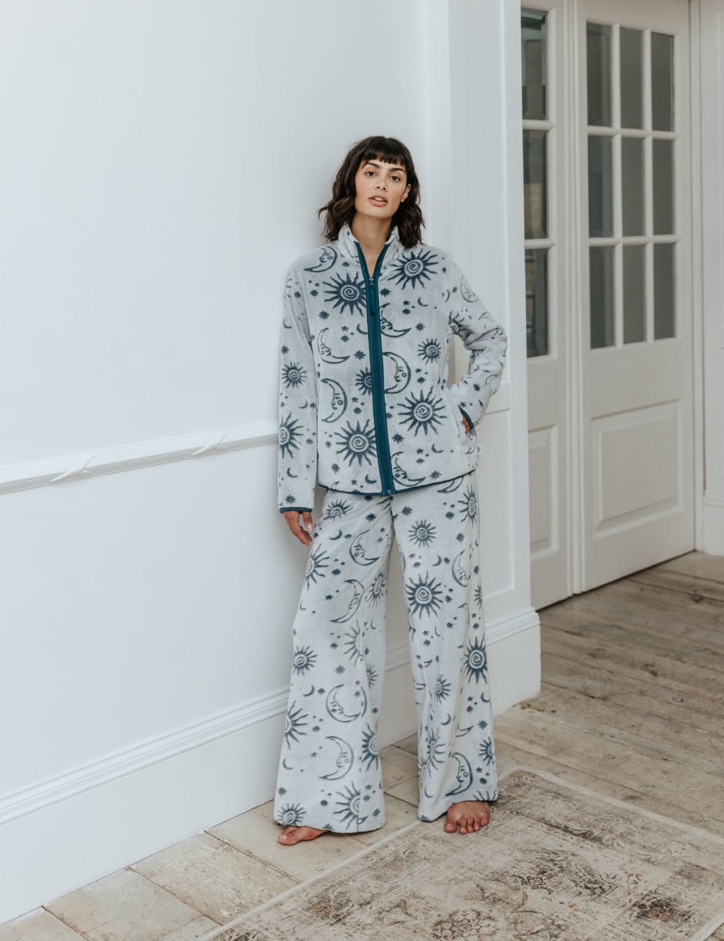 Fleece Celestial Print Wide Leg Pyjama Set Chelsea Peers M S