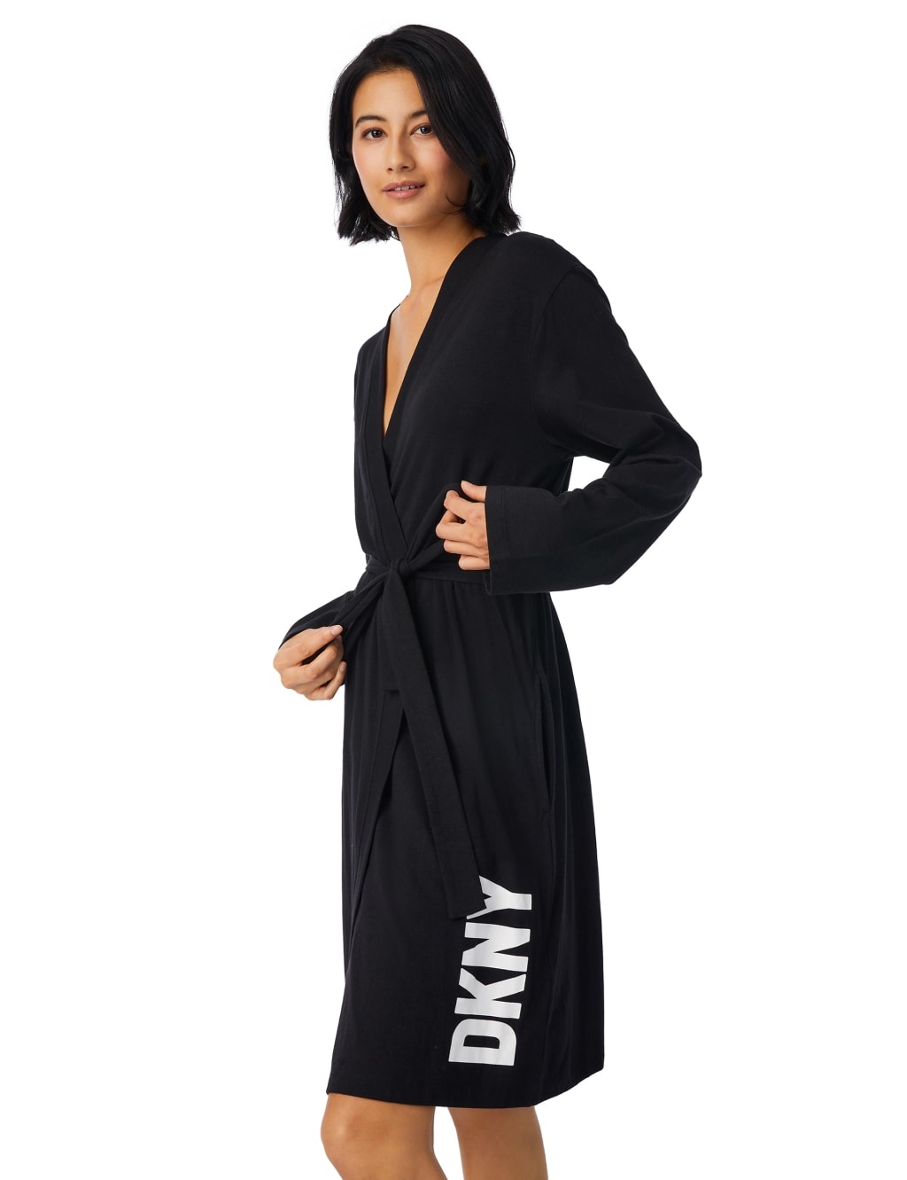 Jersey Logo Print Short Robe DKNY M S