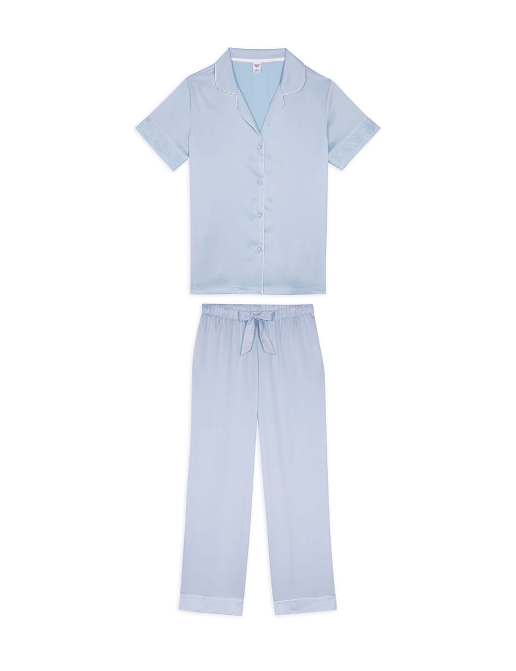 Satin Lace Trim Button Up Pyjama Set 2 of 6