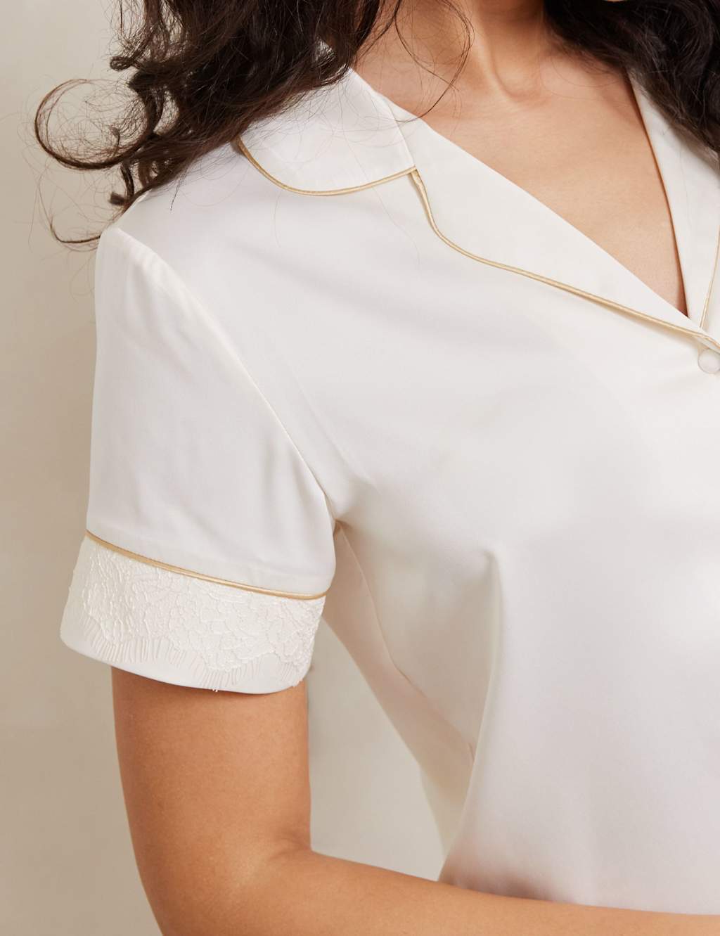 Satin Lace Trim Button Up Pyjama Set 4 of 5
