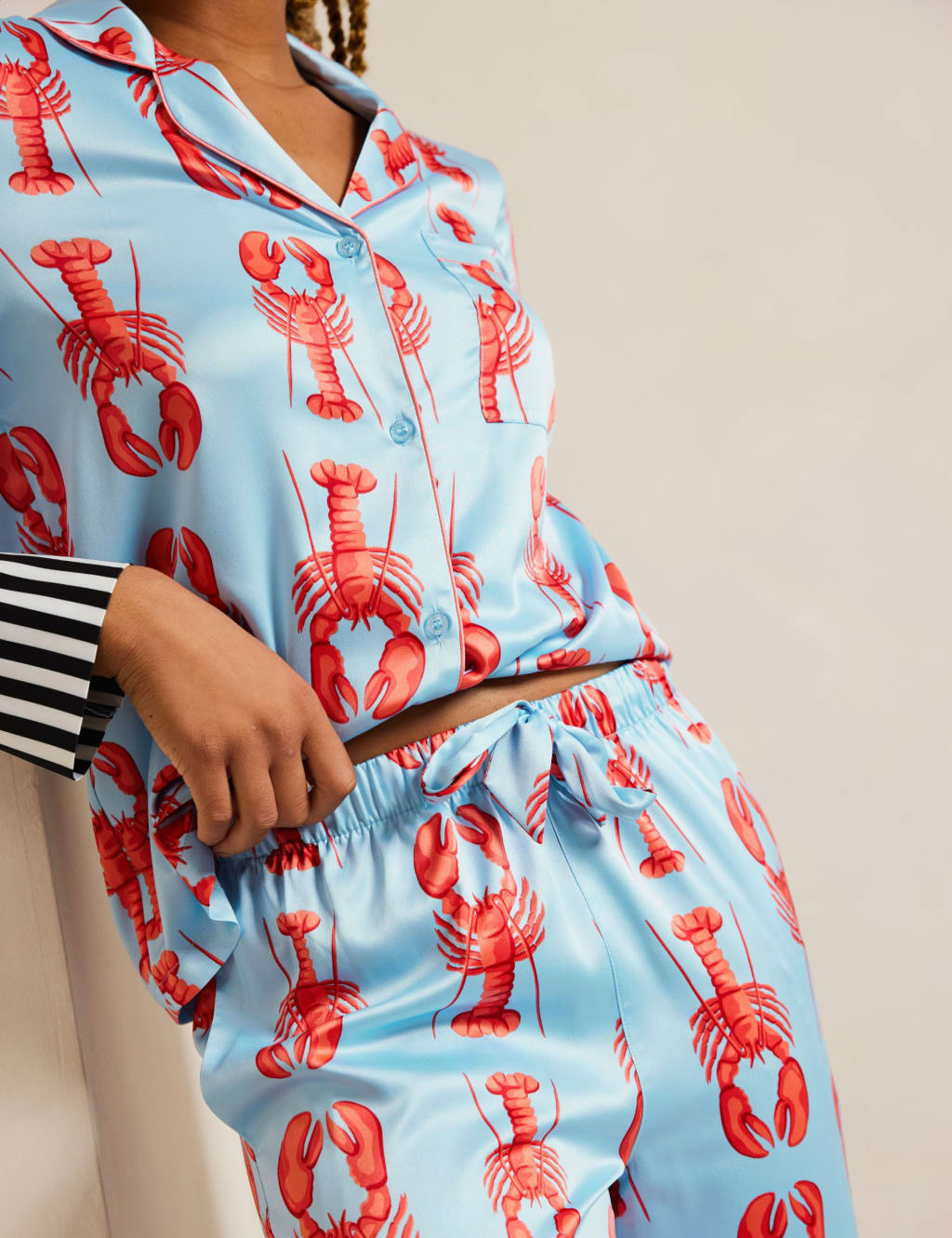 Satin Lobster Print Pyjama Set 5 of 9