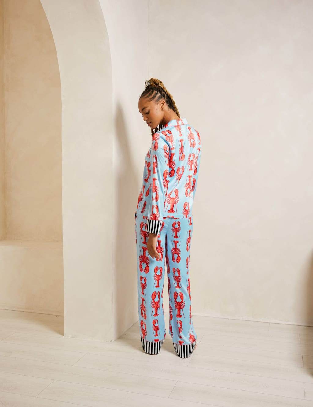 Satin Lobster Print Pyjama Set 10 of 11