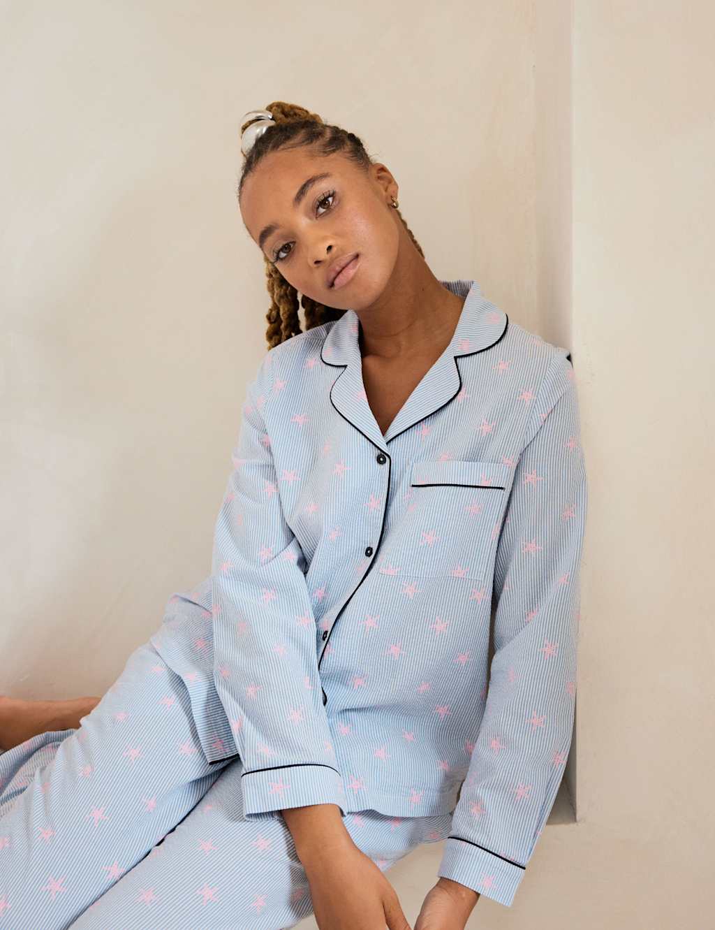 Pure Cotton Star Printed Pyjama Set 3 of 7
