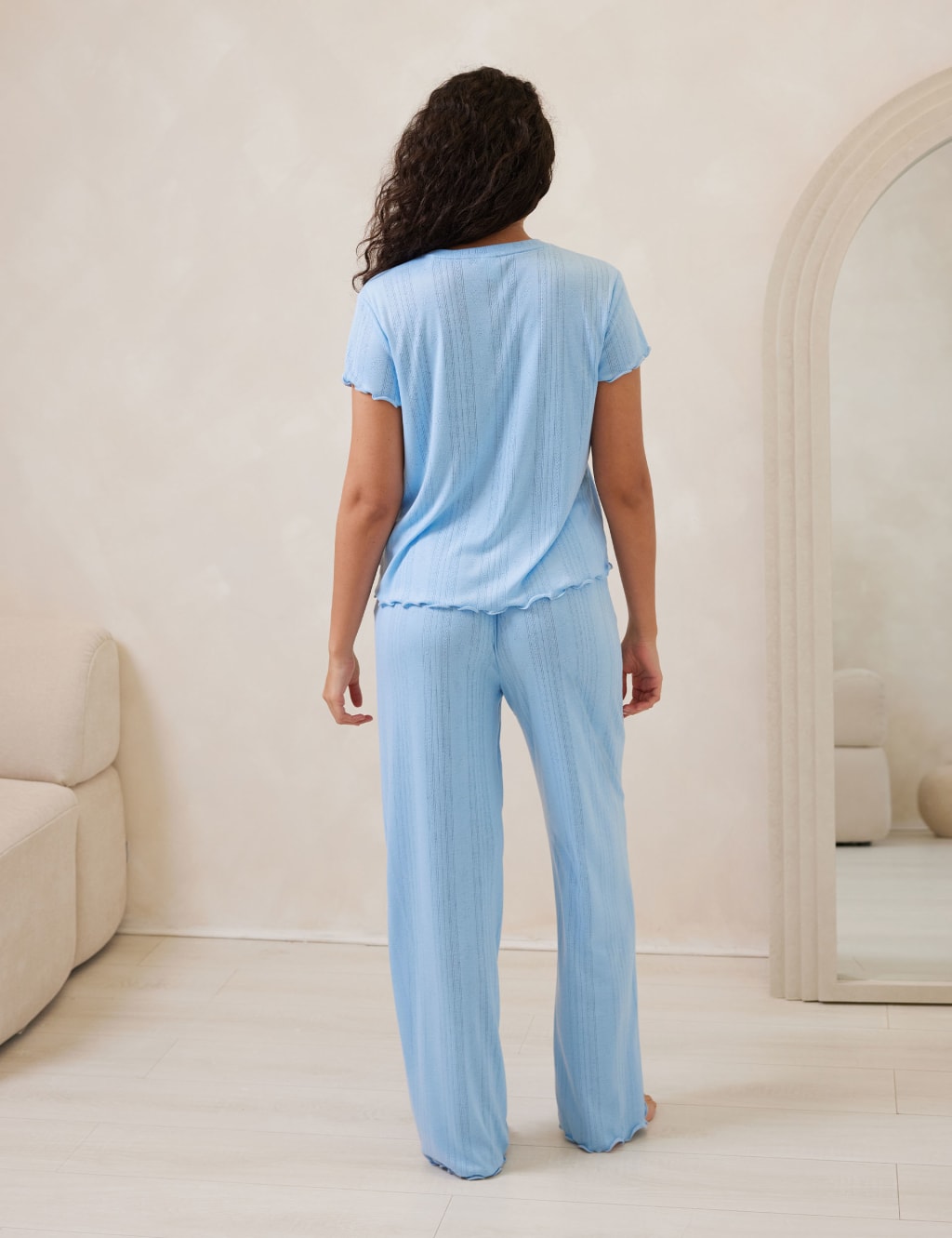 Ruffle Hem Pointelle Pyjama Set 2 of 5