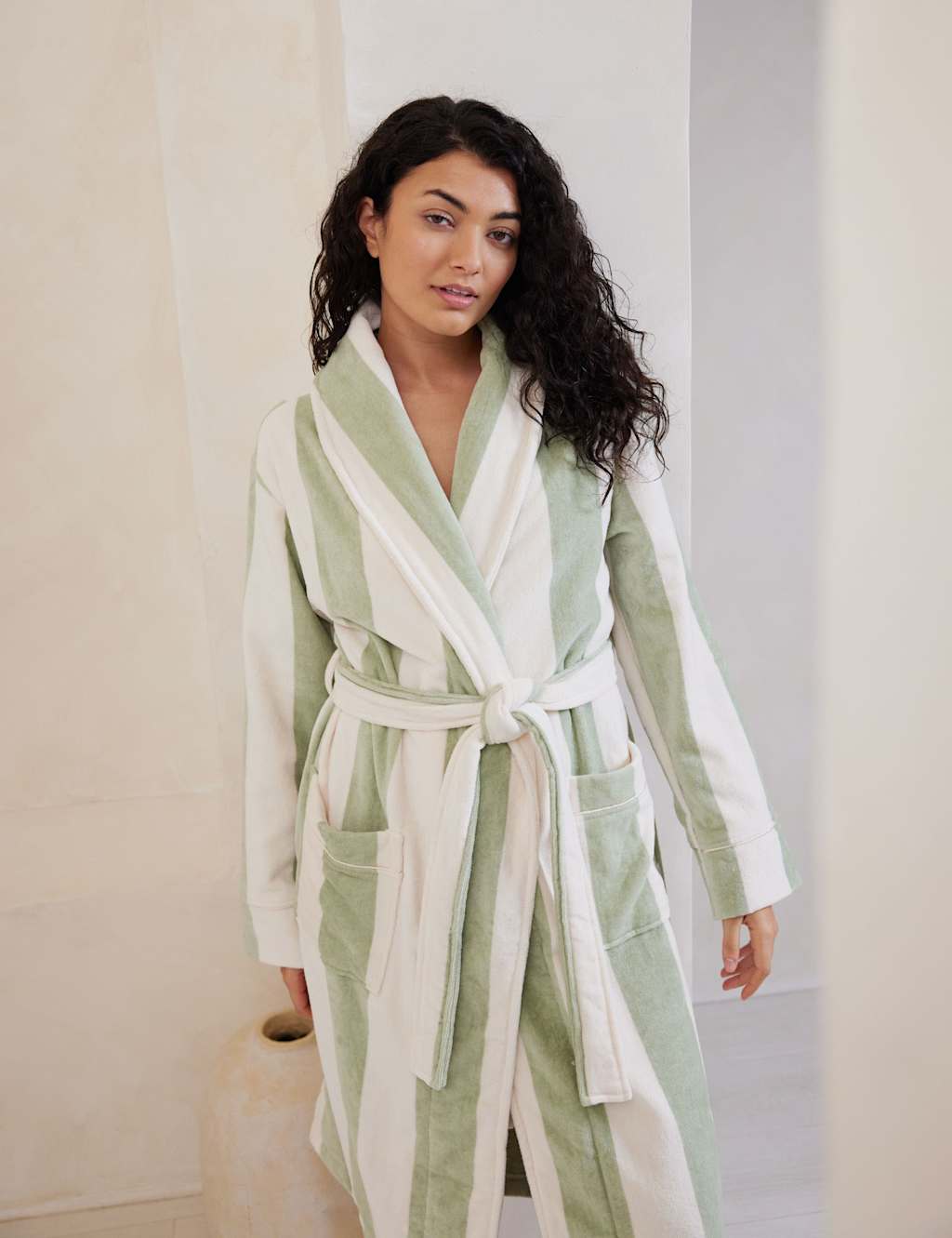 Pure Cotton Striped Towelling Dressing Gowns 3 of 5