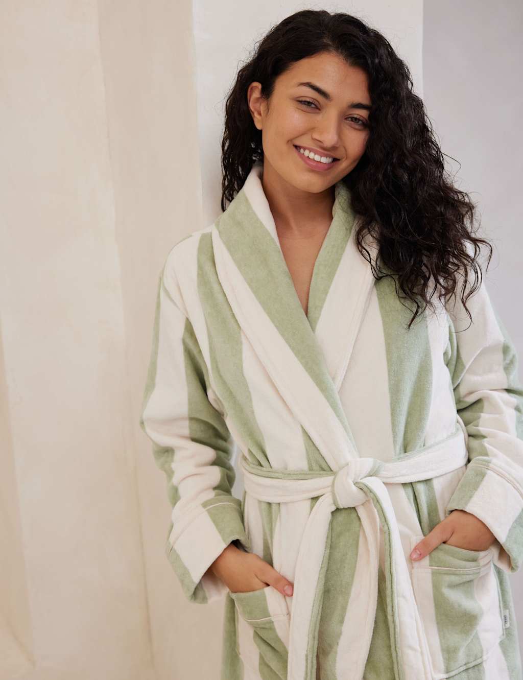 Pure Cotton Striped Towelling Dressing Gowns 4 of 5