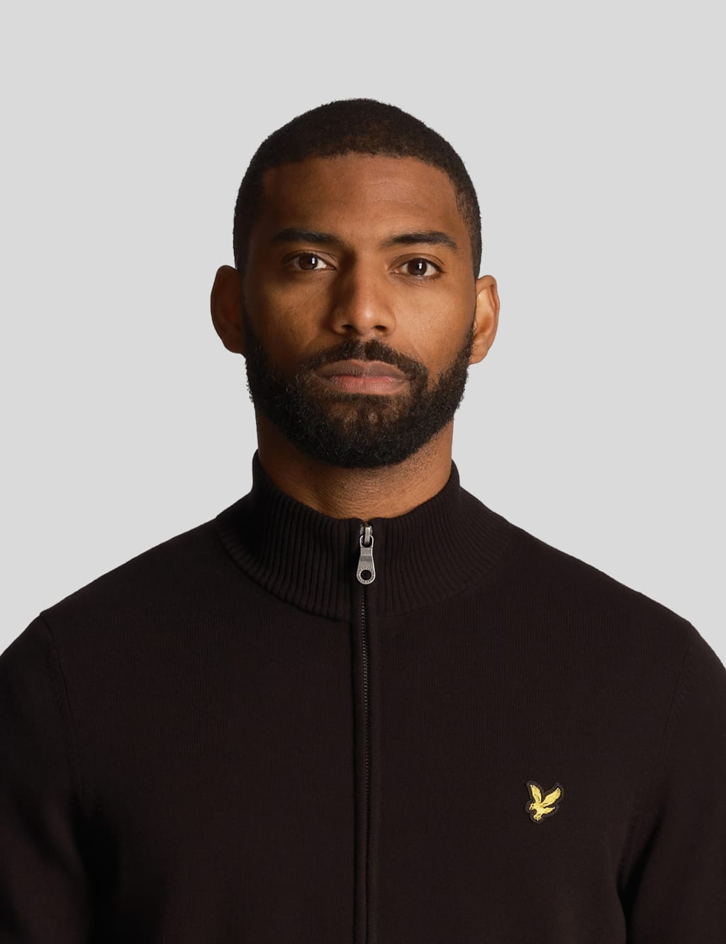 Pure Cotton Funnel Neck Zip Up Jumper Lyle Scott M S