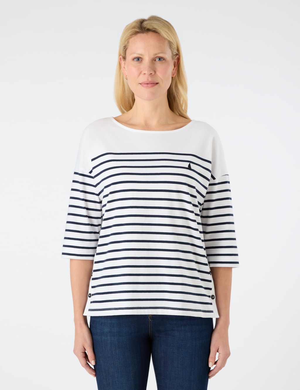 Falmouth Pure Cotton Striped T-Shirt 1 of 4