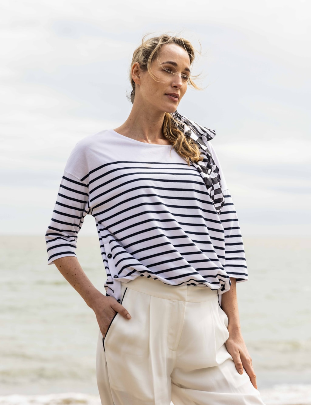 Falmouth Pure Cotton Striped T-Shirt 3 of 4