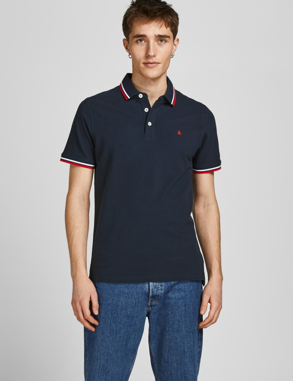 2pk Slim Fit Pure Cotton Tipped Polo Shirts 5 of 7