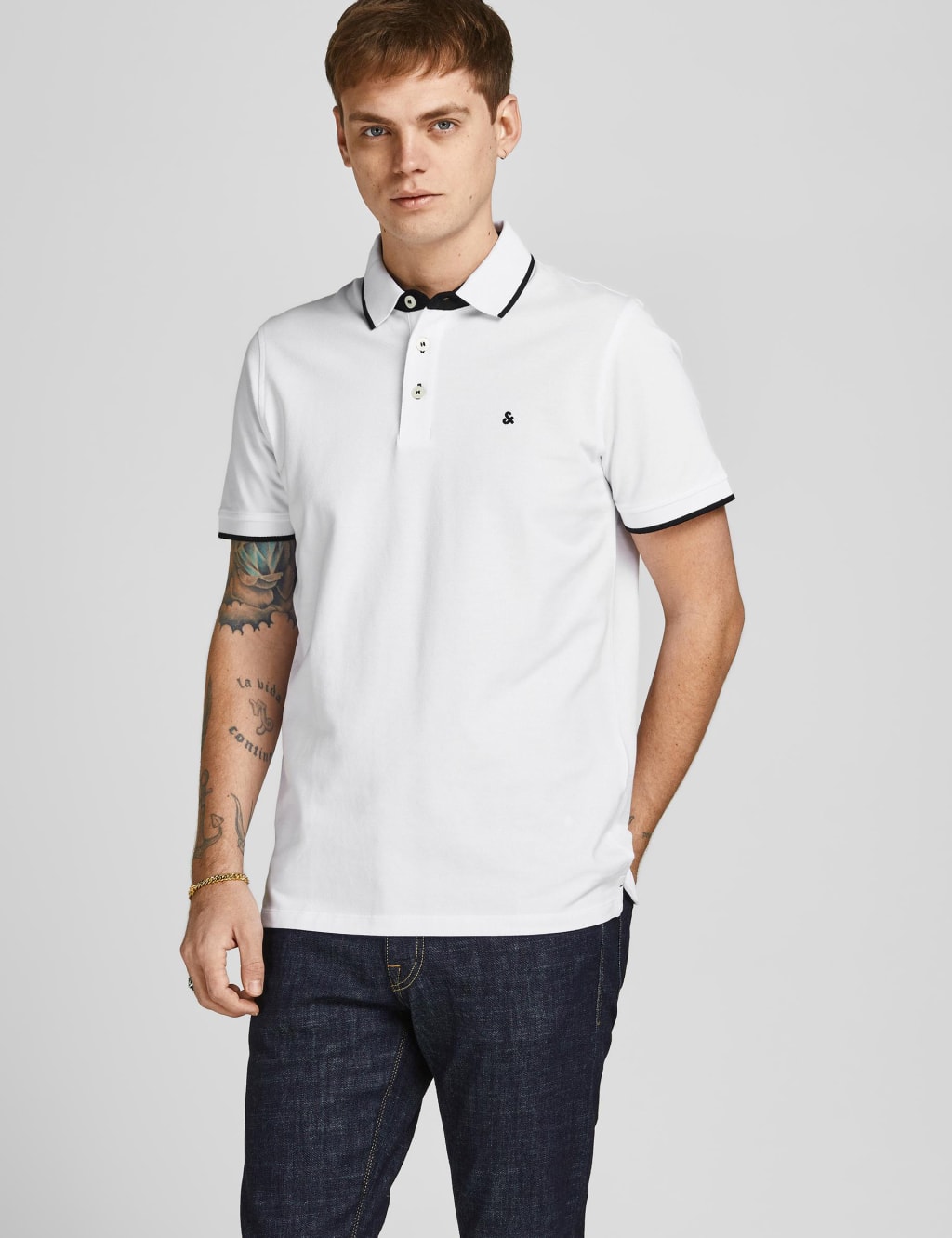 2pk Slim Fit Pure Cotton Tipped Polo Shirts 3 of 6