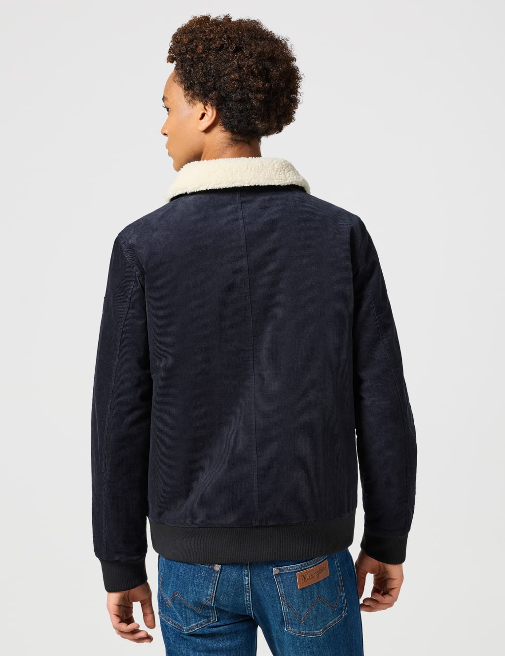 Wrangler navy cord borg jacket top