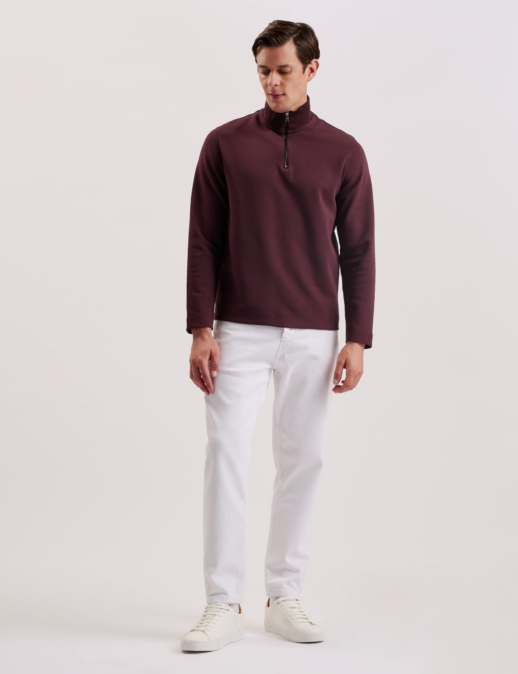 Cotton Rich Funnel Neck Half Zip Top 2 of 3