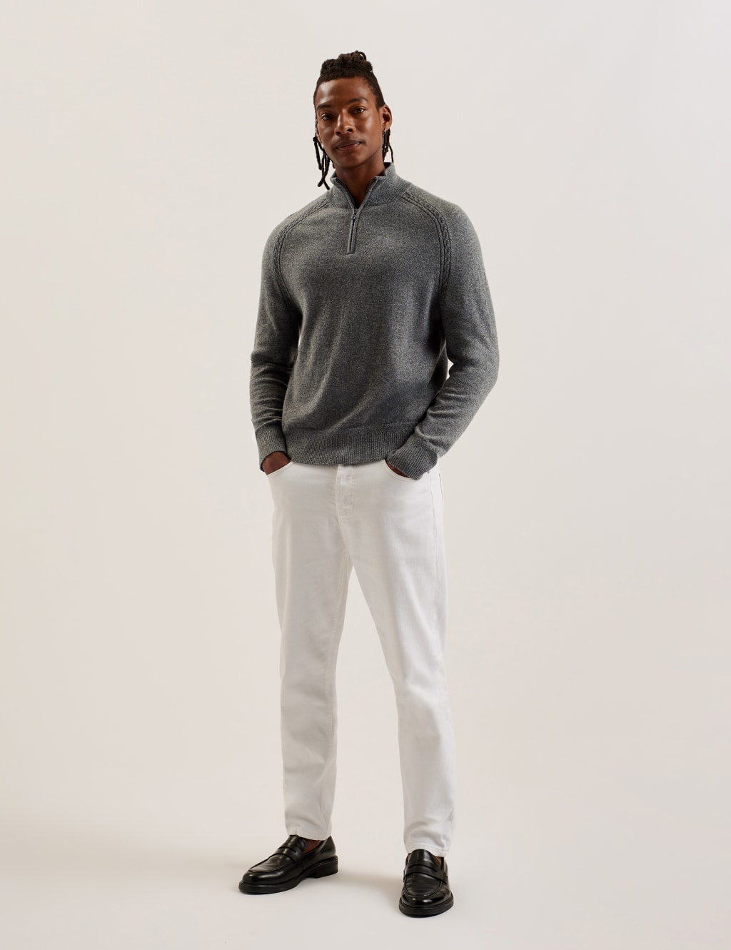 Pure Cashmere Funnel Neck Half Zip Jumper Ted Baker M S