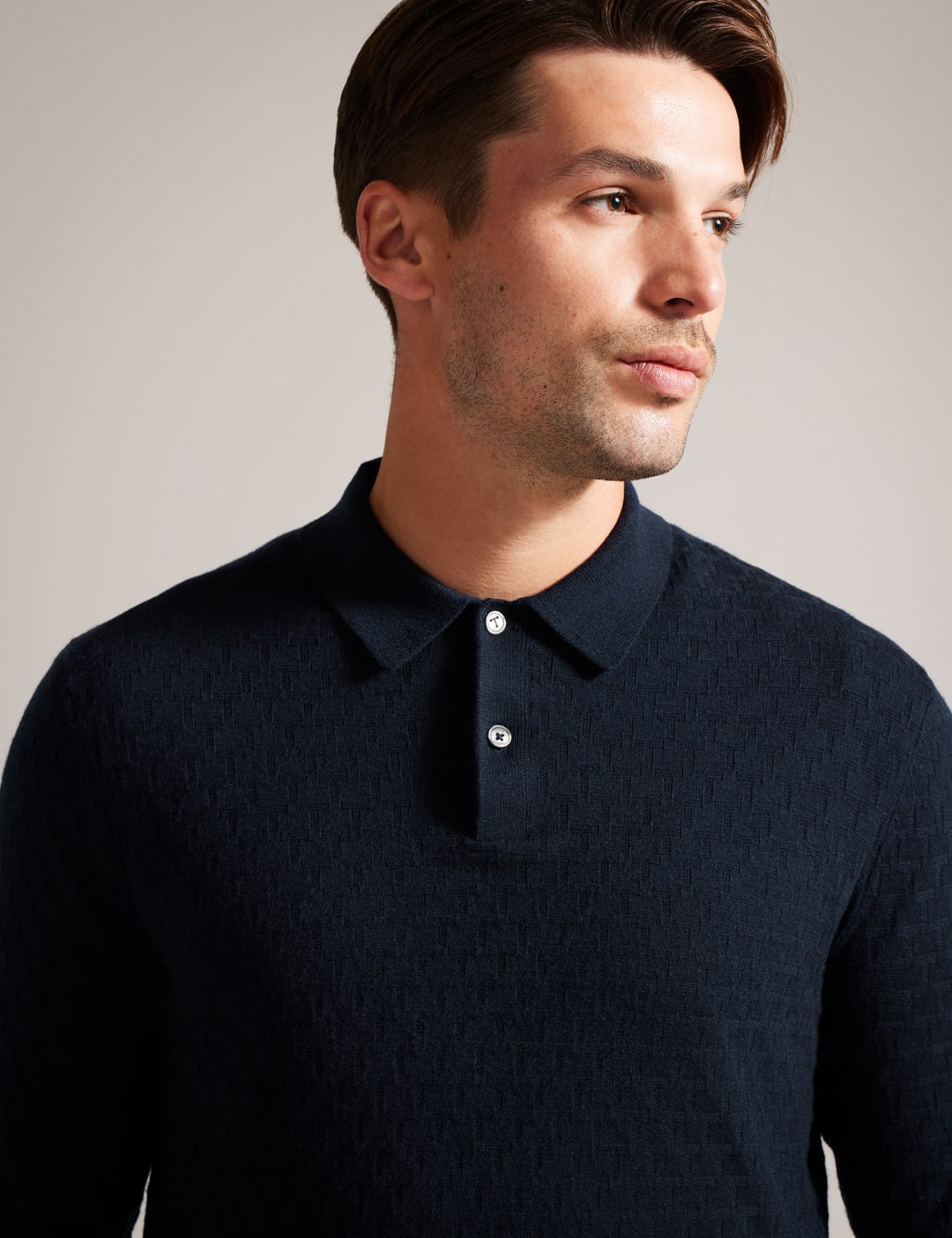 Textured Knitted Polo Shirt with Wool 5 of 7
