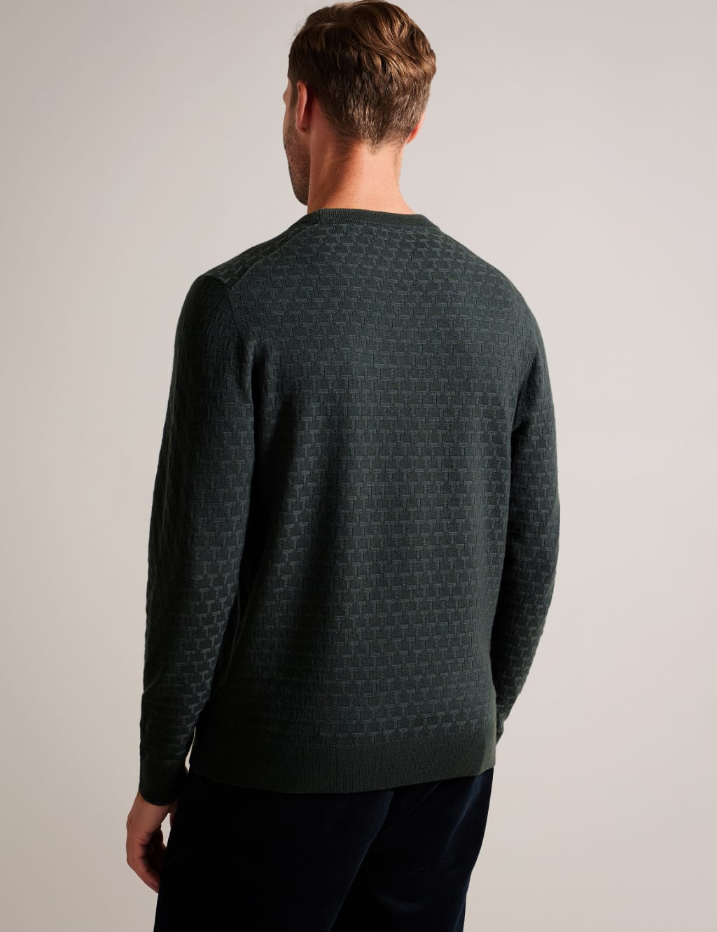 Textured Crew Neck Jumper with Wool 3 of 3