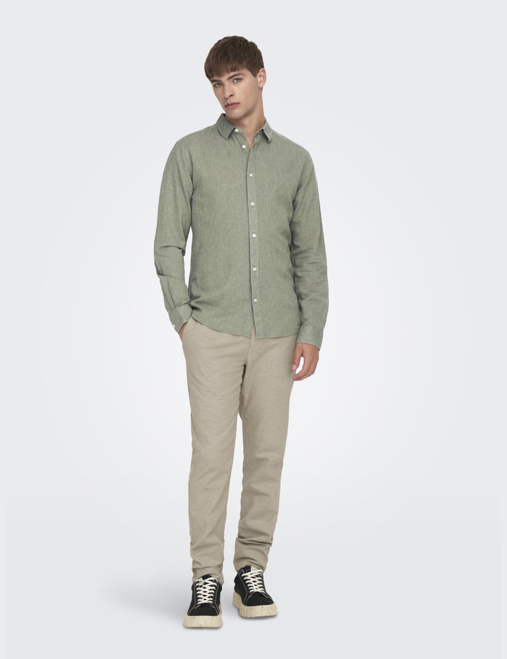 Cotton Linen Blend Slim Fit Shirt 3 of 9