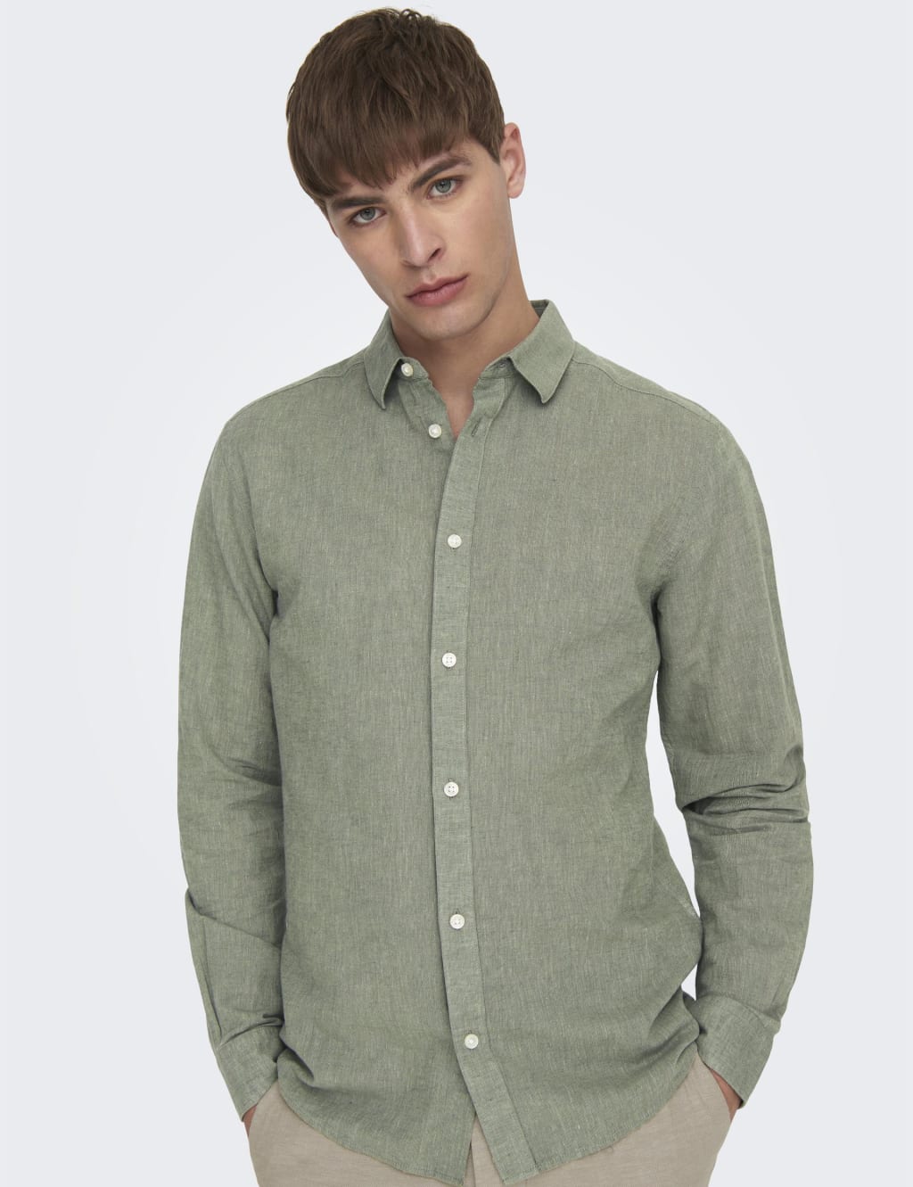 Cotton Linen Blend Slim Fit Shirt 5 of 9