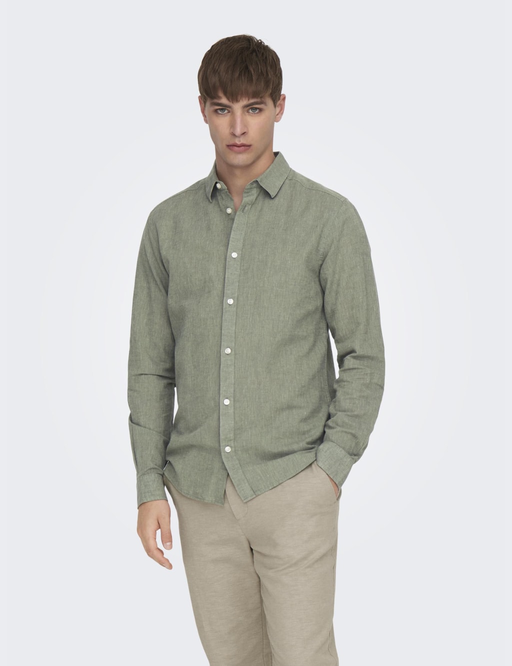 Cotton Linen Blend Slim Fit Shirt 6 of 9