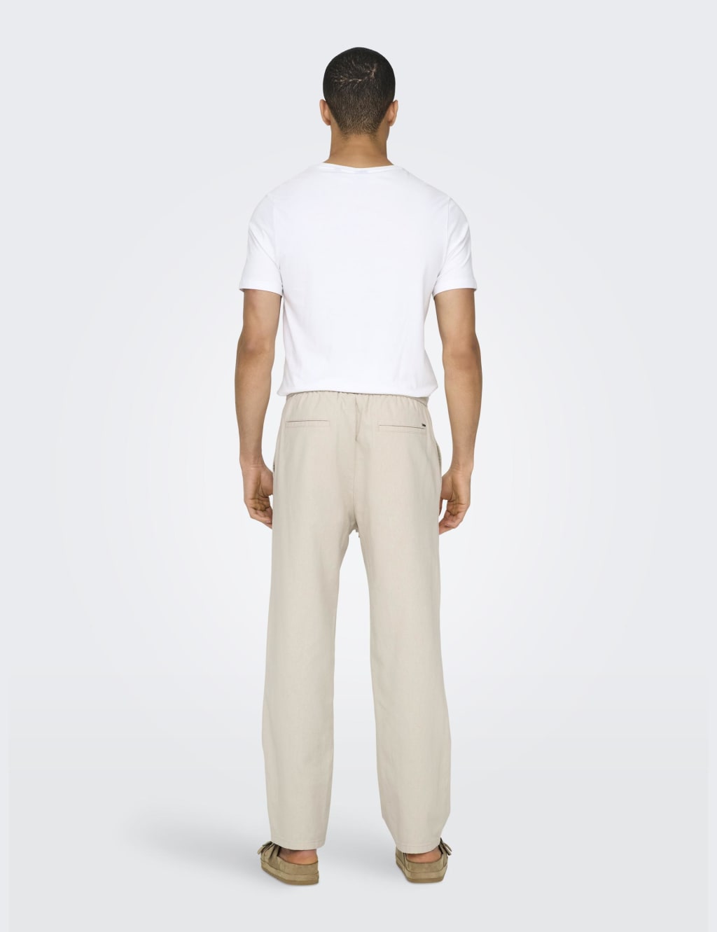 Straight Fit Cotton Rich Trousers with Linen 4 of 6